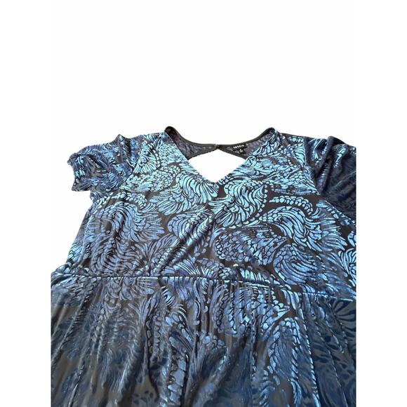 Torrid Blue Floral Velvet Burnout Dress - Size 4X - Picture 14 of 16